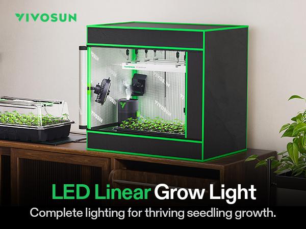 VIVOSUN T5 Grow Lights for Indoor Plants, 5000K Full Spectrum 24W/48W/60W/120W, 1FT/2FT LED Plant Light Strip for Seed Starting, Greenhouse, Hydroponics, SGS Compatible, Linkable