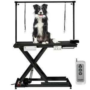 GARVEE 50'' Professional Electric Dog Grooming Table, Pet Grooming Table for Large Dogs Heavy Duty Height Adjustable with Dog Grooming Arm, Anti Slip Tabletop, Tool Organizer, Pet Dog Grooming Station Black