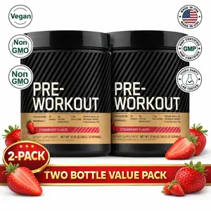 2 Pack Pre Workout Powder, 175mg Caffeine, Creatine & Beta-Alanine, Boost Energy & Focus, Strawberry, 30 Servings Each