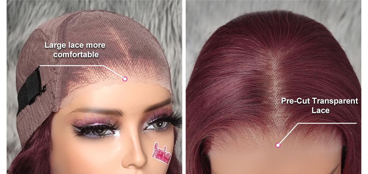 【20inch】ISEE HAIR Wear Go Kinky Curly 99J Burgundy Color 7*5 Pre-Cut Lace & Pre-Plucked Natural Hairline Glueless Human Hair Wigs with Secure and Stable Design Unisex #SpringStatements#greenish#TikTokShopSpringGlowUp