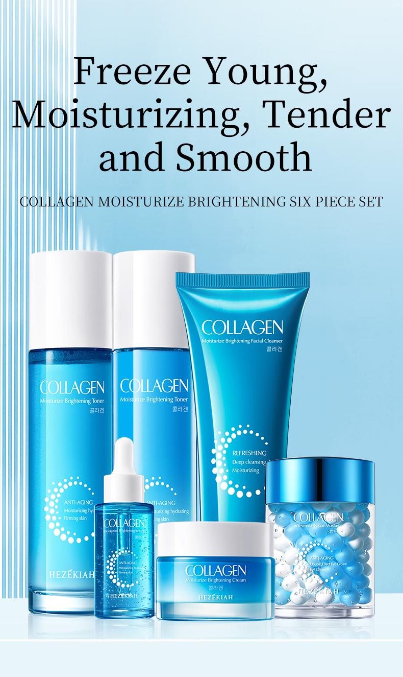 Collagen Moisturize Brightening Six Piece Set,Skin Care Kits,Anti-Aging Moisturizing Hydrating Firming,Hydrate Moisturizer
