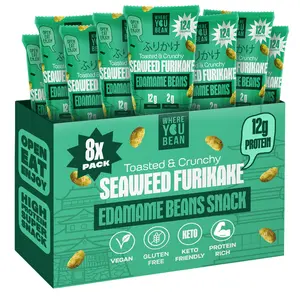 Where You Bean Seaweed Furikake Crunchy Roasted Edamame Beans – 12g Protein, Low Carb, Keto Friendly Vegan Snack & High Fiber (8-Pack)