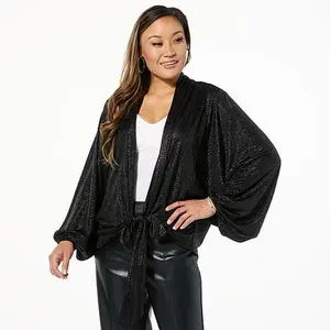 Colleen Lopez Textured Knit Tie-Front Topper