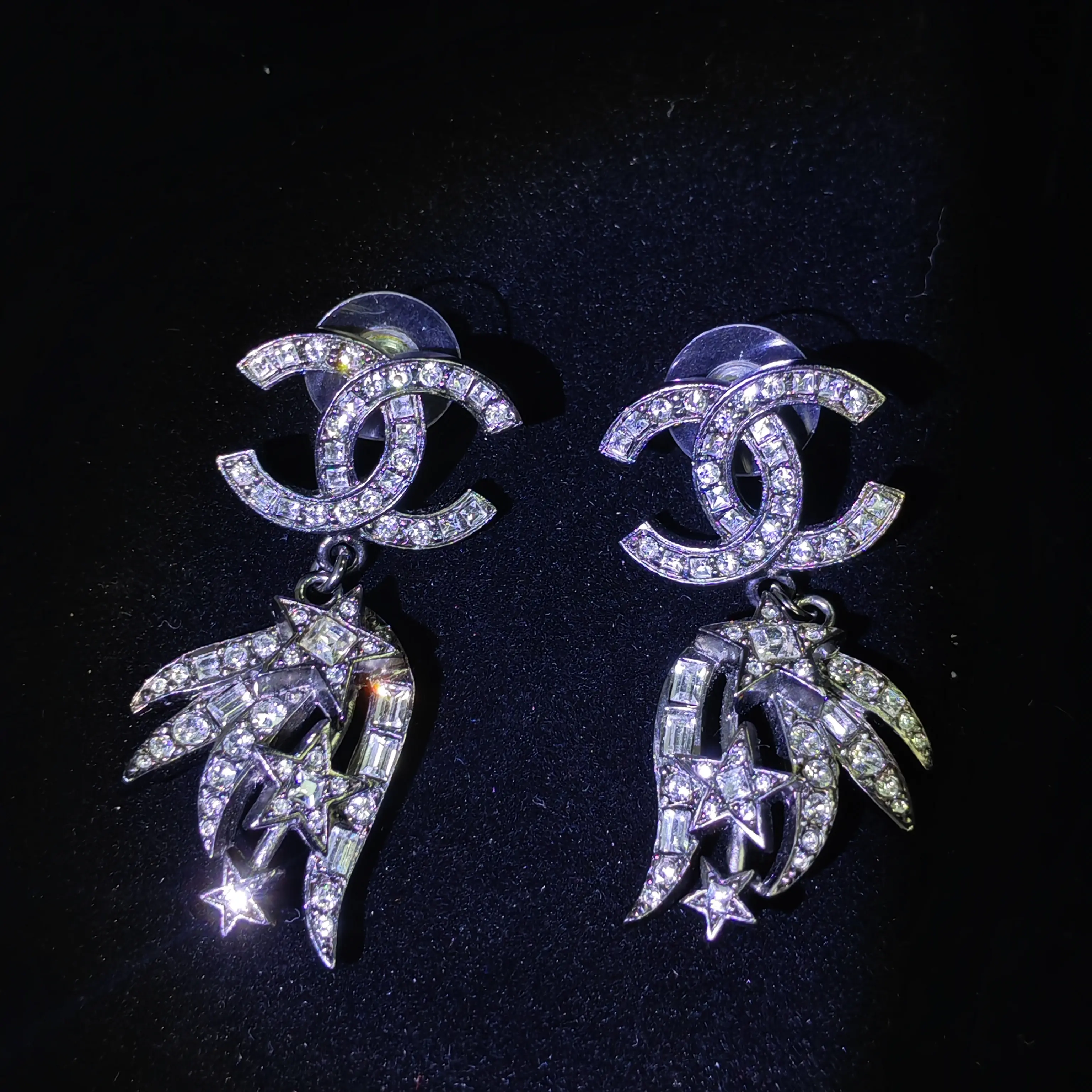 Pre-owned Chanel Double C Diamond Earrings（SZS 21055 ）