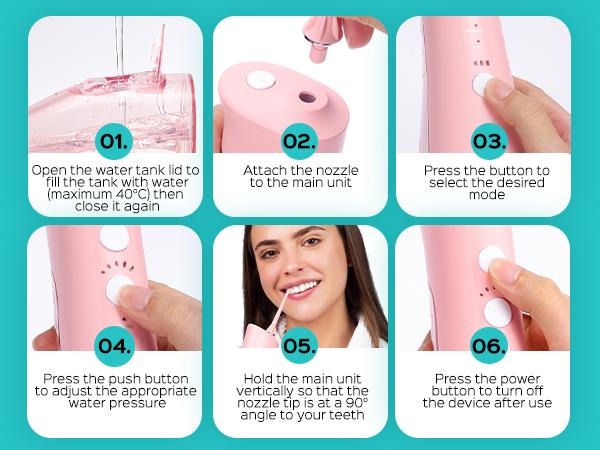 COSLUS Portable Water Flosser for Teeth: 4 Modes & 5 Intensity Levels Professional Electric Dental Pick for Sensitive Gums, Braces & Orthodontic - Cordless for Travel Use, for Adults, BPA-Free, Pink COSLUS Portable Water Flosser for Teeth: 4 Modes & 5 Intensity Levels Professional Electric Dental Pick for Sensitive Gums, Braces & Orthodontic - Cordless for Travel Use, for Adults, BPA-Free, Pink