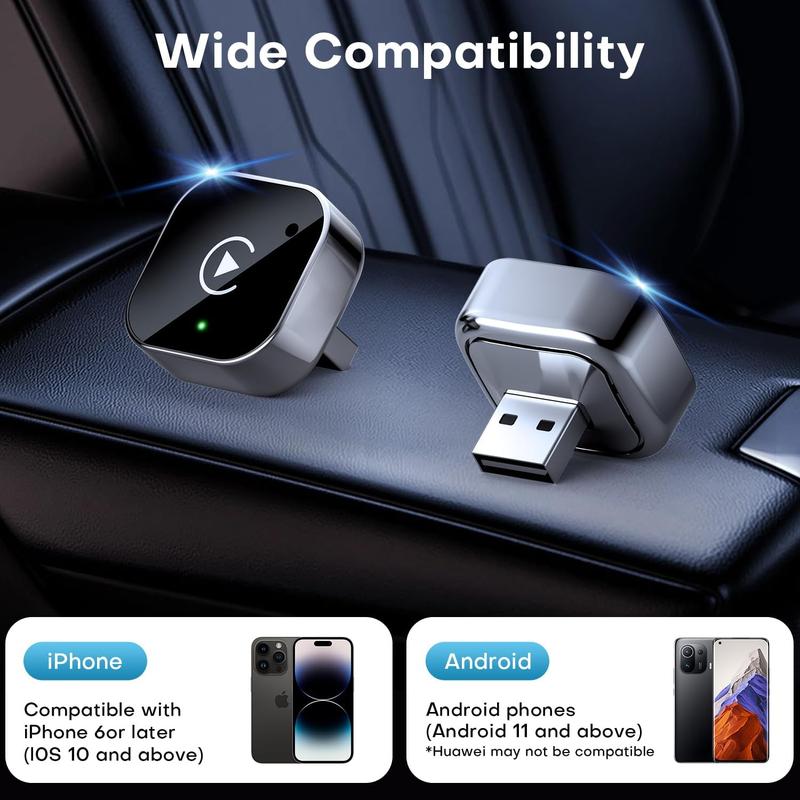 2-in-1 Wireless CarPlay & Android Auto Adapter, Plug & Play CarPlay Dongle Converts Wired to Wireless, Fast Auto-Connect, No Delay, Compact Design for iPhone & Android with USB/USB-C Port(Black) 2-in-1 Wireless CarPlay & Android Auto Adapter, Plug & Play CarPlay Dongle Converts Wired to Wireless, Fast Auto-Connect, No Delay, Compact Design for iPhone & Android with USB/USB-C Port(Black)
