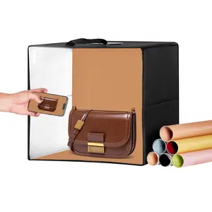 VEVOR Photo Studio Light Box,  , 12" x 12", 3000-5600K Adjustable 3 Color Temperatures Professional Shooting Tent Kit with 120 LED 6 Double-Sided Color Backdrops, High CRI ≥ 95 for Small Size Products Accessories Colorful