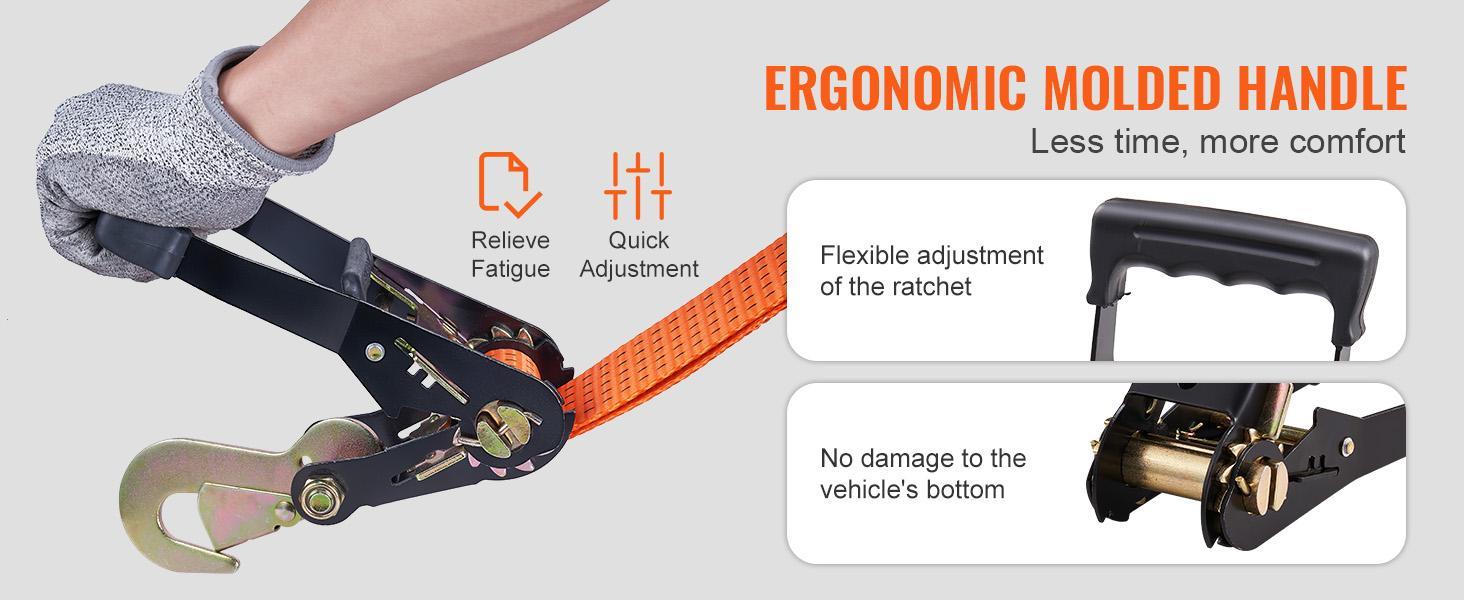 VEVOR Ratchet Tie Down Straps 4-Pack Kit, TikTokShopBlackFriday, 2" x 120" Tire Straps, 5512 LBS Working Load, 11023 LBS Breaking Strength, Car Tie Down Straps with Snap Hooks for Passenger Car, Truck, Trailer