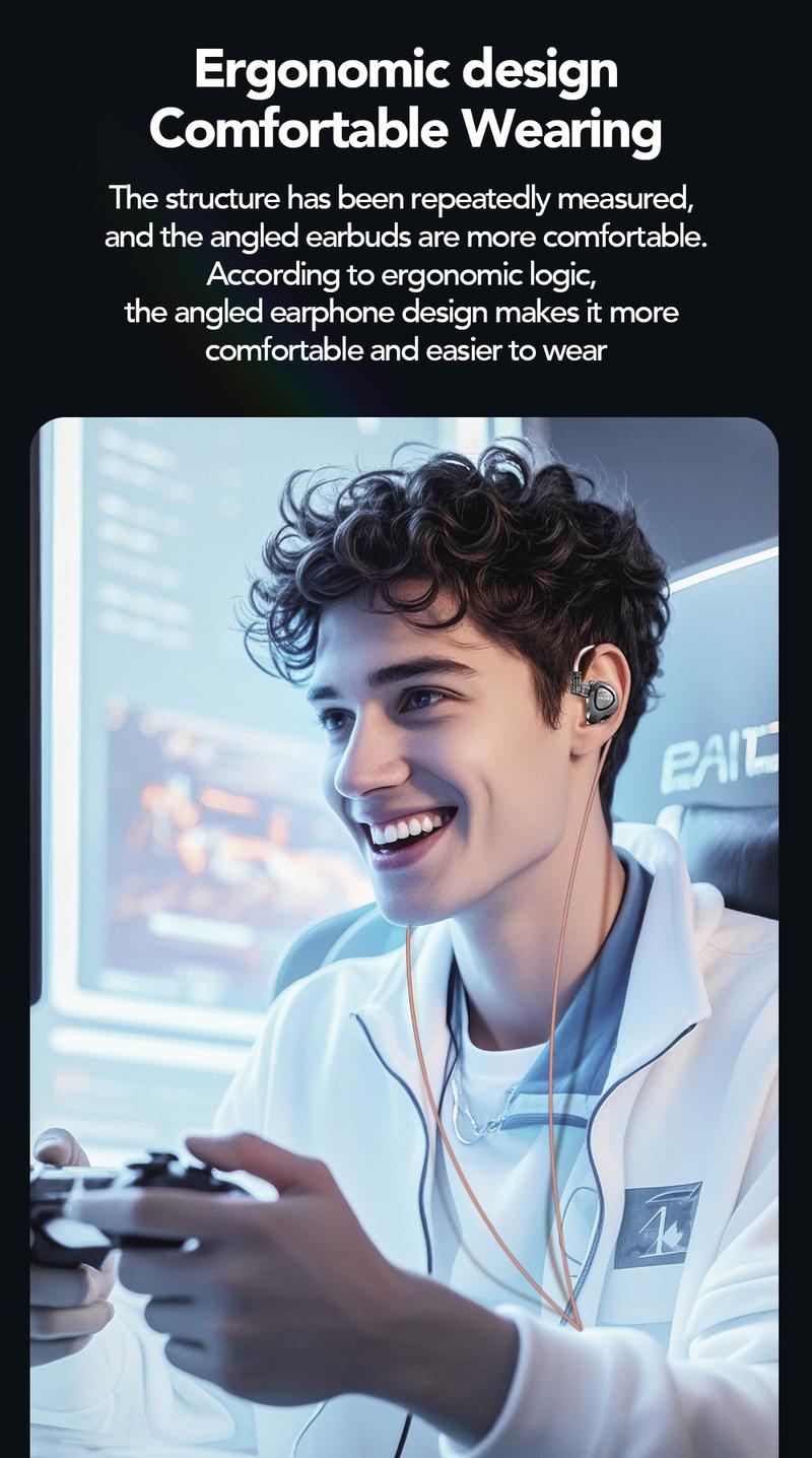 ERAZER XP10 Portable Wired In-Ear Earphone, Wired Headphones With Mic, HiFi Subwoofer Noise Cancelling Wired Earphones for Game Sports, 3D Stereo Sound Headphones For Gym & Sports & Game, Headphones 8D Audio, Electronic Audio Earbud