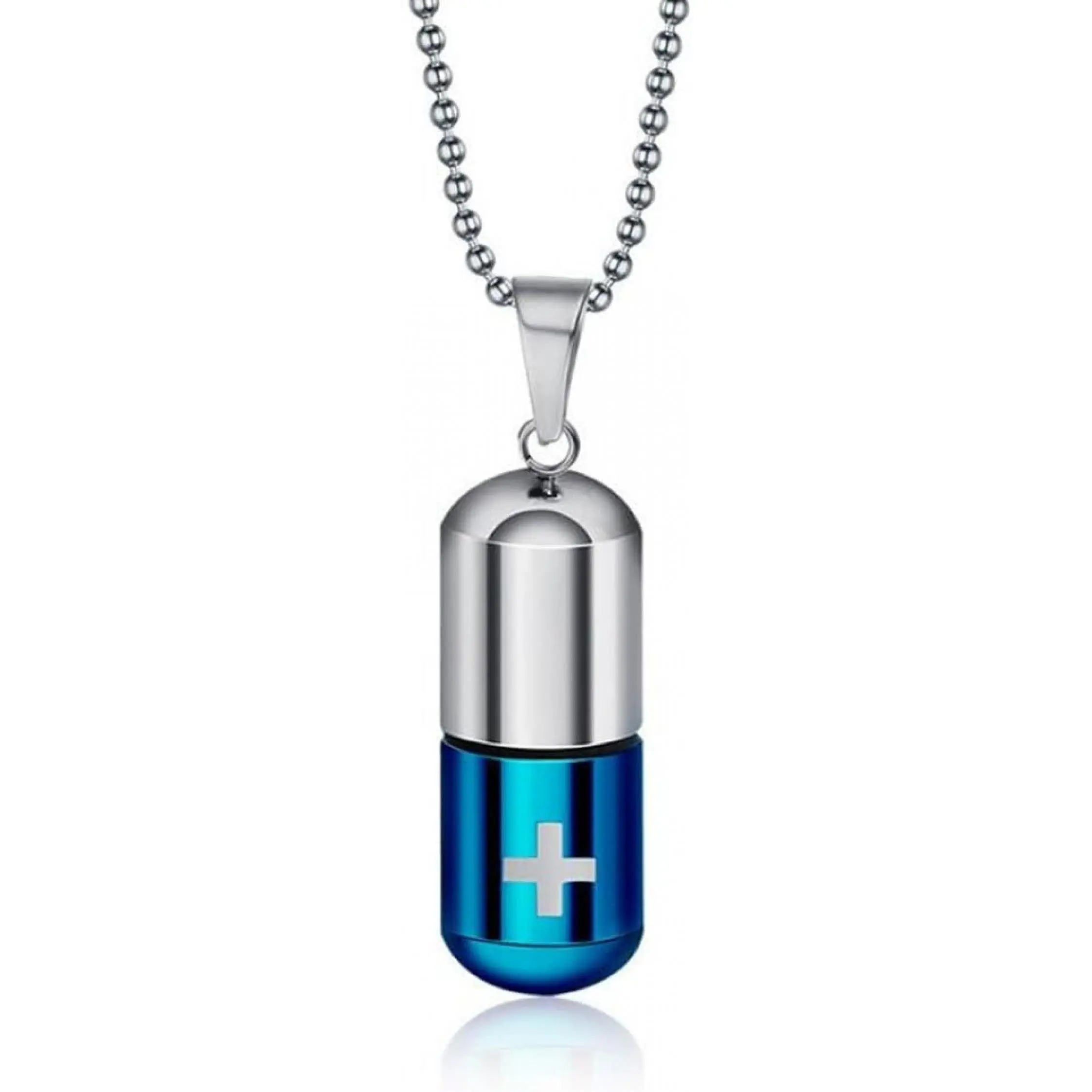 Medical Alert ID Pendant Necklaces for Men Women Stainless Steel Emergency Pill Case Tube Holder Necklaces