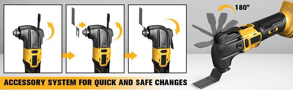 Cordless Oscillating Tool for Dewalt 20V Battery(NO Battery!),Portable Brushless Motor, 6 Variable Speed, Multi-Tool for Scraping,Sanding,Cutting Wood