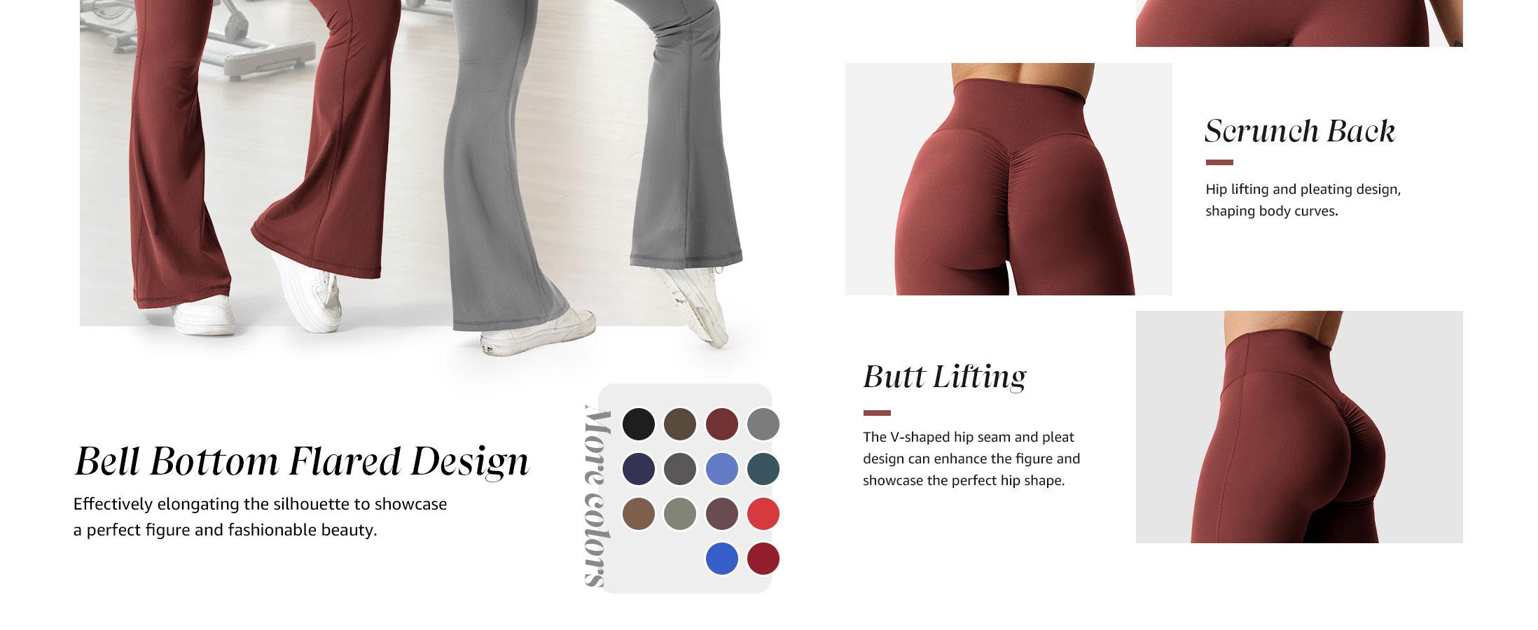YEOREO Flare Scrunch Leggings for Women V Cross Waist Bootcut Yoga Pants Snatched Waist Booty Lifting Fitness Leggings YEOREO Flare Scrunch Leggings for Women V Cross Waist Bootcut Yoga Pants Snatched Waist Booty Lifting Fitness Leggings