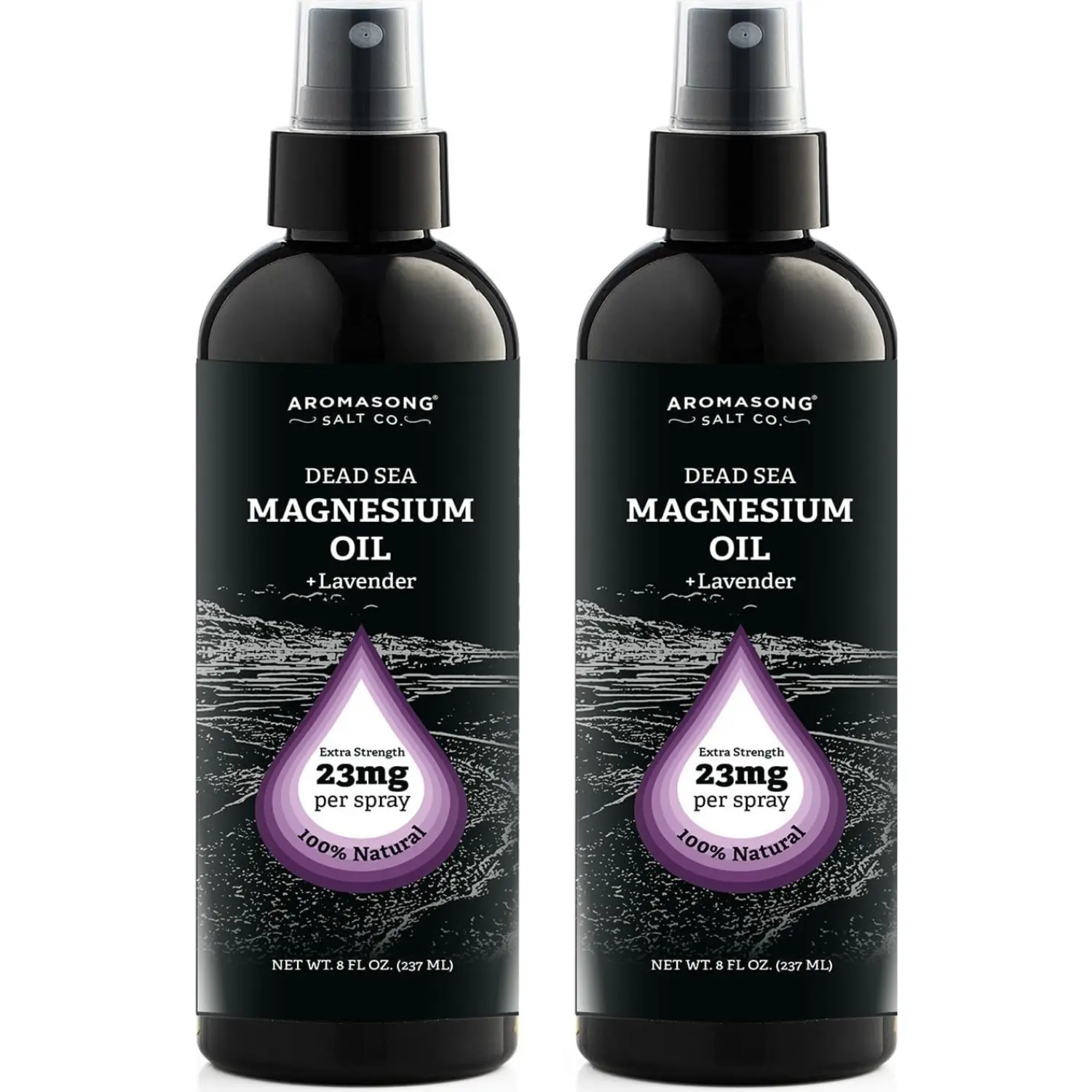 AROMASONG Lavender Magnesium Body Care Spray - Clinically Tested Soothing Unisex Adults Formula, Calming Sleep Support, Extra Strength 2-Multi-Pack (8oz Each), Moisturizing Foot Hydrating Oil