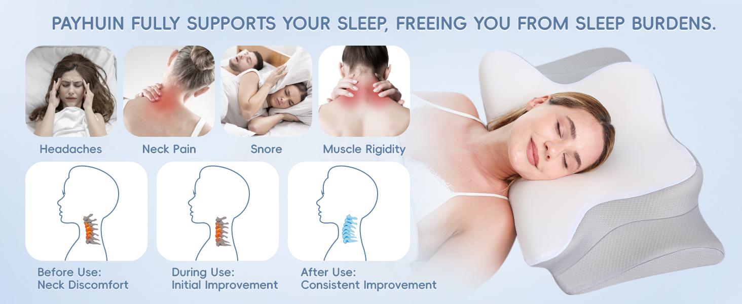 Orthopedic Neck Support Pillow for Sleeping, 3D Butterfly Memory Foam Pillow for Neck Pain Relief & Posture Correction, Breathable Cooling Cervical Pillow for Side Back Sleepers, Shoulder Spine Alignment Bed Pillow for Adults Bedroom