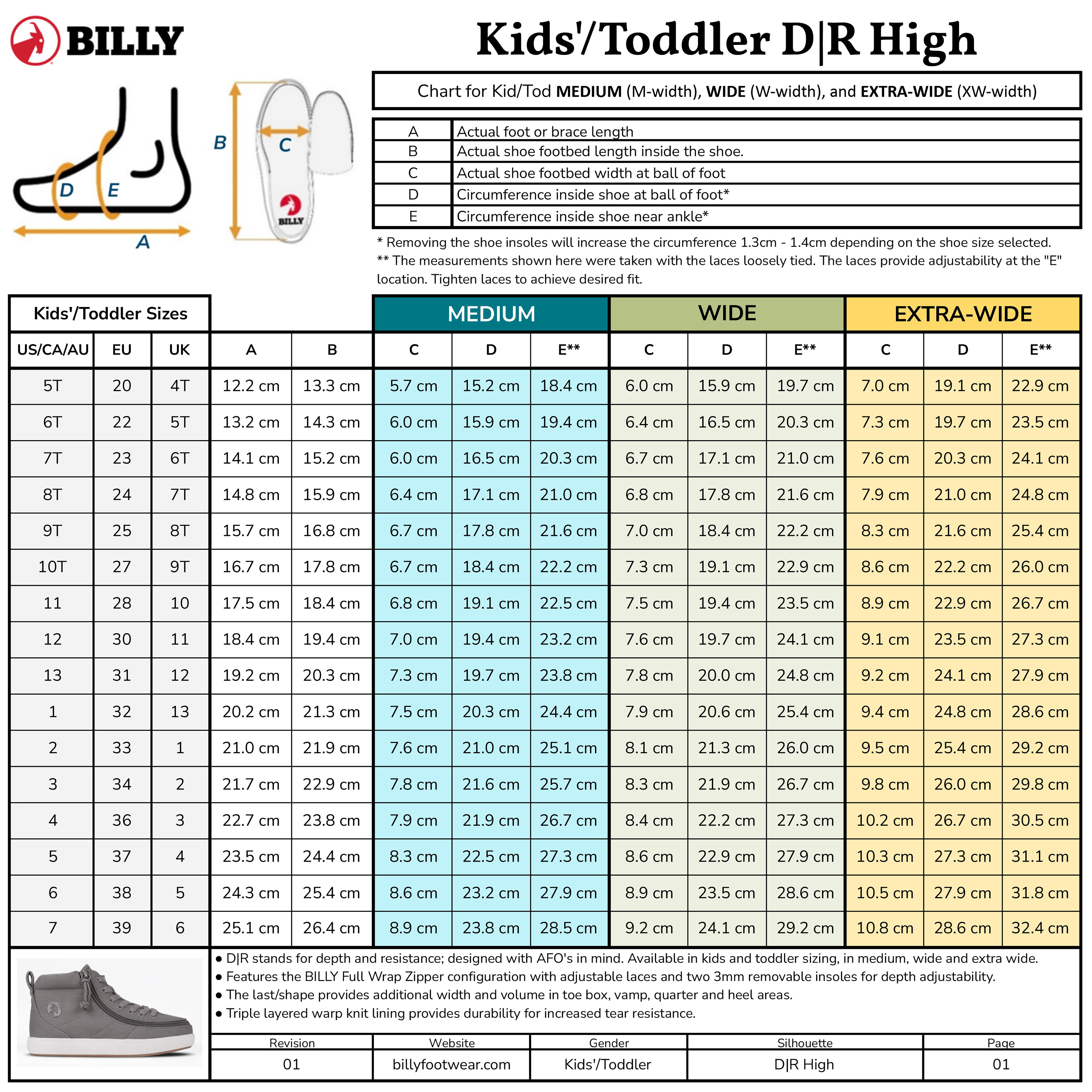 Kids'/Toddler Glitter BILLY Classic D|R II High Tops