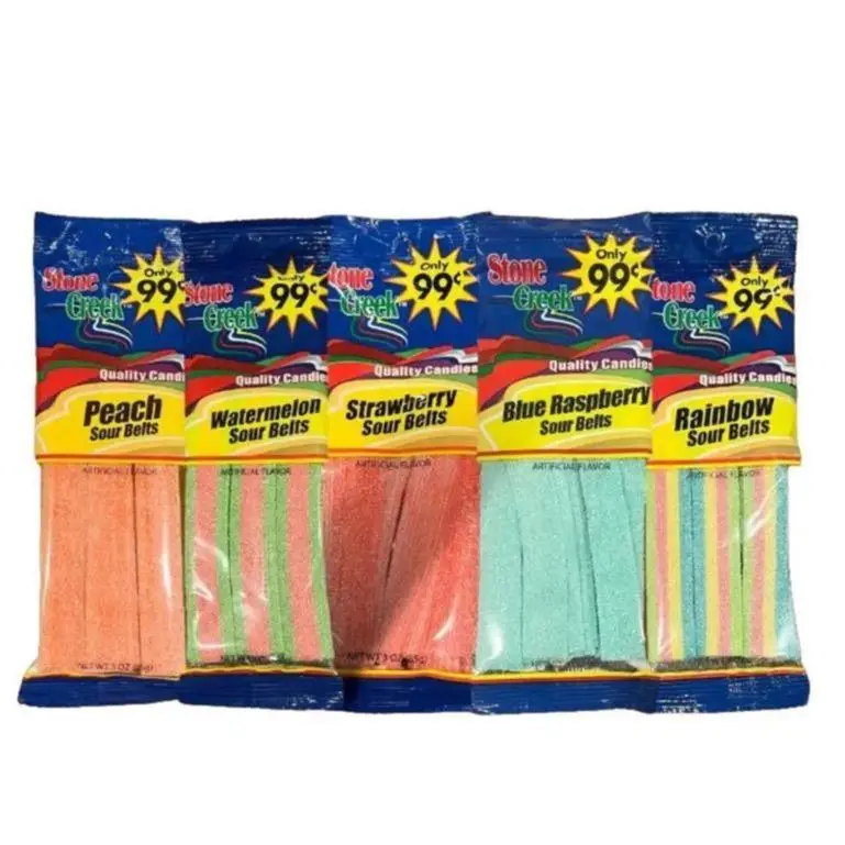 Sour Belts 12 Packs - 5 Delicious Flavors - Sweet Snack Candy - 12 Packs Of Sour Strip Belts
