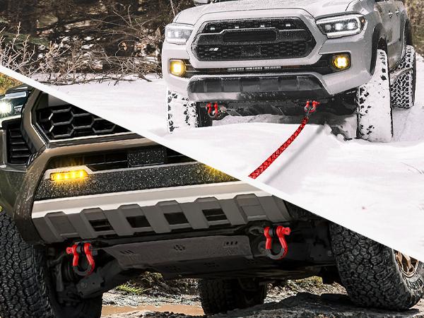 Nilight (2 Pack) Demon Front Tow Hook Mounting Bracket with 3/4” D-Ring Shackle Fit for 2009-2016 2017 2018 2019 2020 2021 2022 2023 Toyota Tacoma, with 7/8" Screw Pin and Isolator Rubber Washers Rust Resistant Factory