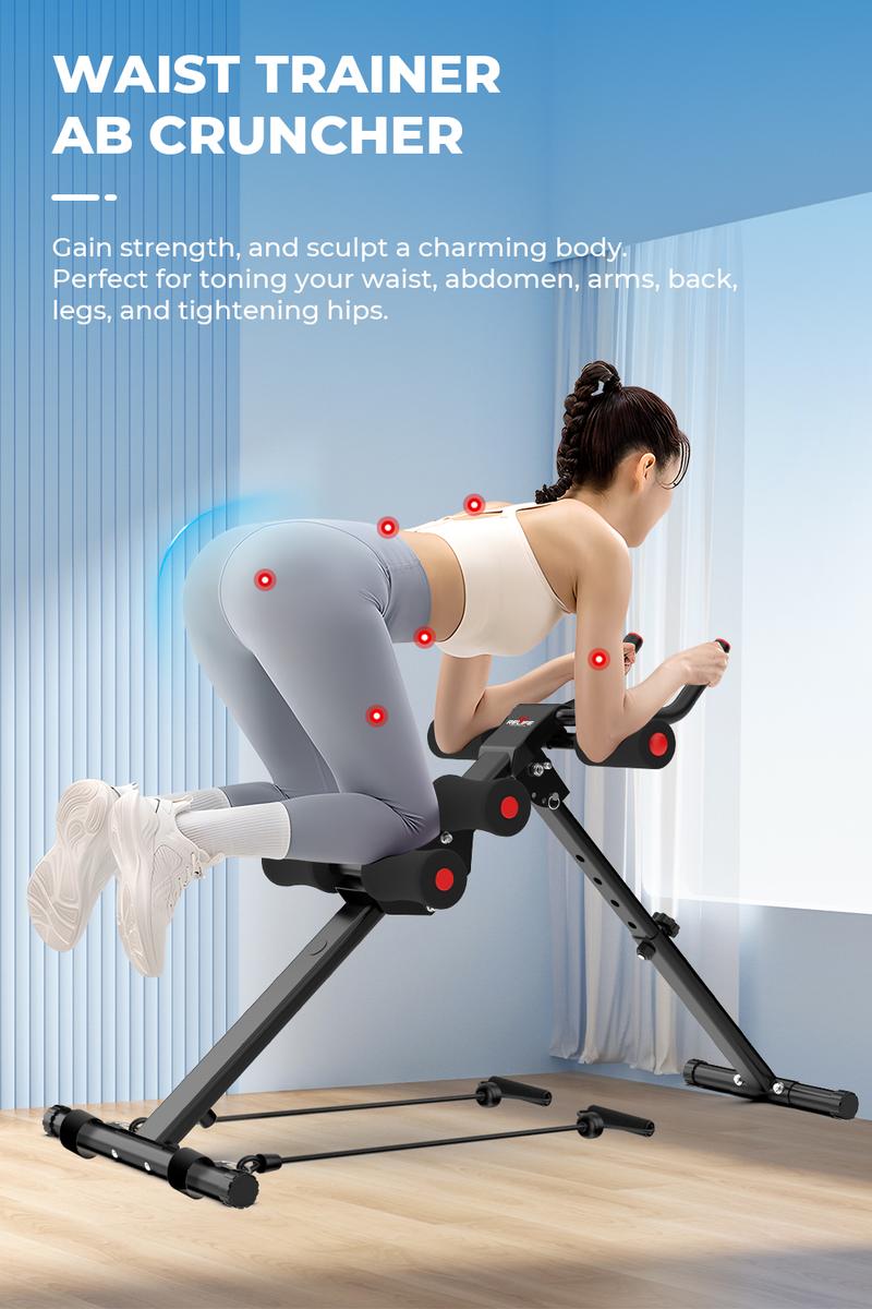 RELIFE REBUILD YOUR LIFE Adjustable Ab Machine, Foldable Ab Workout Equipment for Abs, Waist, Arms & Legs | Home Gym Beginner-Friendly Waist Trainer