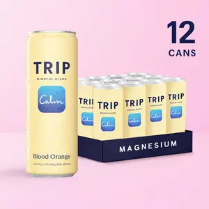 TRIP Mindful Blends - Blood Orange - Premium Lightly Sparkling Drink with Magnesium, Ashwagandha, Lion's Mane & L-Theanine - Low Calorie & Vegan - 12 Pack