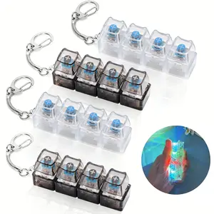 Keyboard Keychain Glowing Decorations, 4-in-1 Mechanical Button Keyboard Keychain, Keyboard Fidget Toys with LED Lights, ADHD Stress Relief Fingertip Clicker with Decompression Button for Kids Adults, Portable Sensory Toys for Anxiety, Unique Gifts