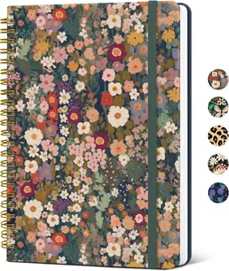 Taja Lined Spiral Journal Notebook for Women, A5 Cute College Ruled Hardcover Notebook for Work & Note Taking, Pretty Journal for Writing, 140 Pages, Flower Garden
