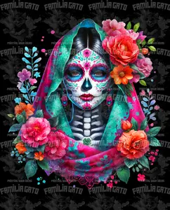 Hooded Teal Catrina DTF Transfer