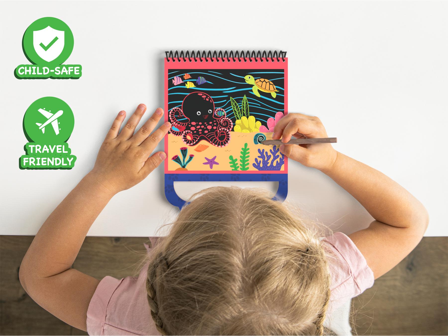 Skillmatics Magical Scratch Art Book - Craft Kits & Supplies, DIY Activity & Stickers for Toddlers, Girls & Boys Ages 3 to 8