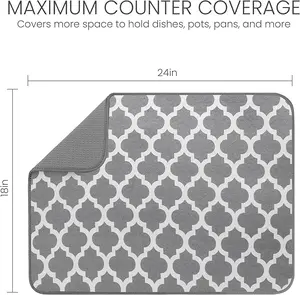Bellemain XXL Dish Mat 24" x 17" ( LARGEST MAT ) Microfiber Dish Drying Mat , Super absorbent ( Trellis )