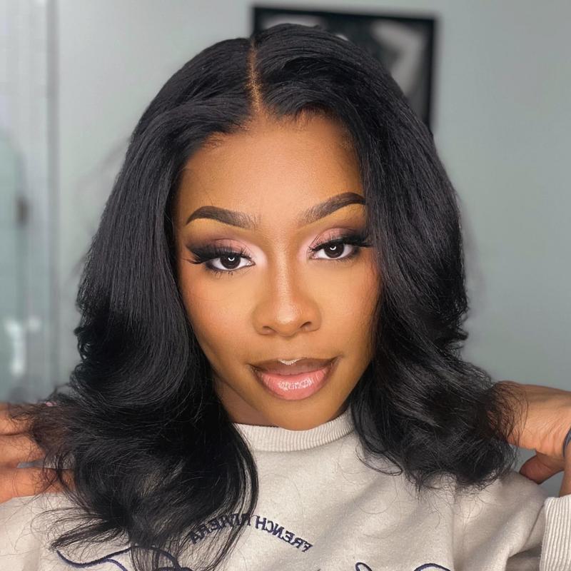 【Upgraded】Nadula Yaki Straight Put On & Go Human Hair Glueless Wig With Drawstring Bob Style 13x4 7x5 Pre-Cut Lace & Natural Scalp TikTokShopStockUp