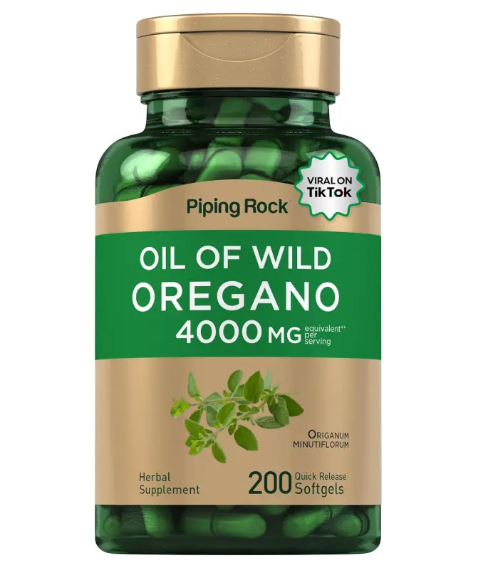Piping Rock Oregano Oil Softgel Capsules | 200 Pills | Herbal Extract Supplement | Wild Harvested | Non-GMO, Gluten Free