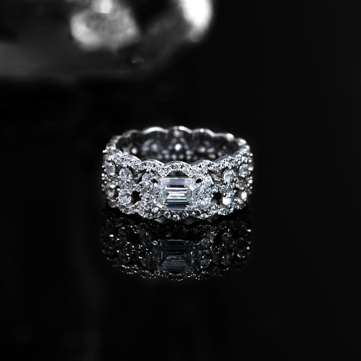 Delzzad 1ct Octagon Luxury Ring Synthetic Moissanite Ring Band In 925 Sterling Silver Birthday Anniversary Mother's Day Christmas Gifts for Men Women