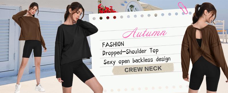 WoodBerry Women's Open Back Workout Top Long Sleeve Athletic Shirts Casual Yoga Y2k Athletic Gym Slouchy Crop Running Tees WoodBerry Women's Open Back Workout Top Long Sleeve Athletic Shirts Casual Yoga Y2k Athletic Gym Slouchy Crop Running Tees