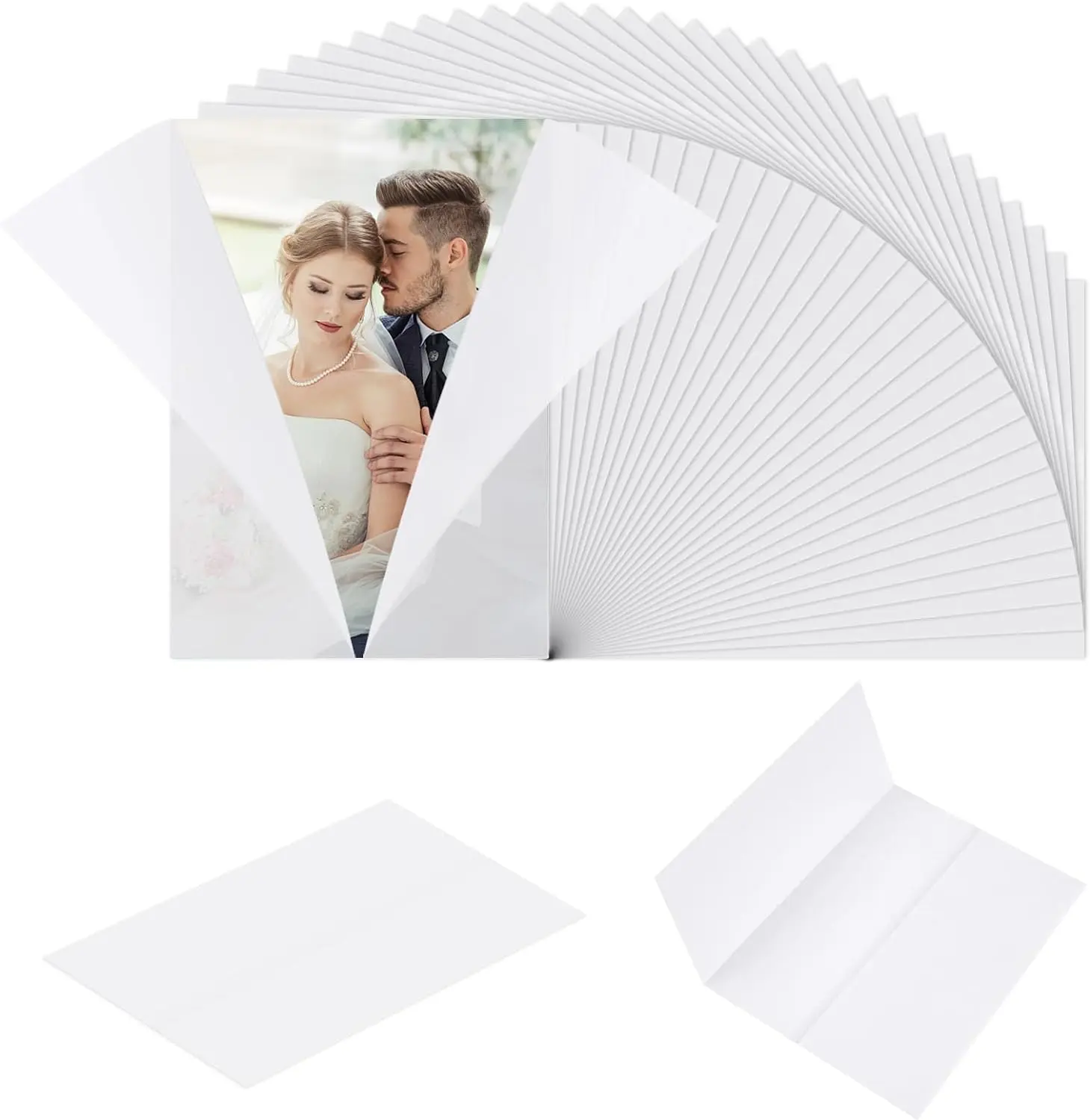 90-Pack Pre-Folded 5x7 Vellum Jackets, 93 GSM Translucent Vellum Paper for Envelope Liners, Wedding & Birthday Invitation Supplies (Office Stationery)