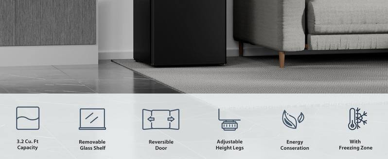 Antarctic Star 3.2 Cu.Ft. Mini Fridge with Freezer, Small Refrigerators with Adjustable Thermostat, Low Noise, Energy Saving, Compact Refrigerators for College Dorm, Office, Bedroom, Apartment, Black