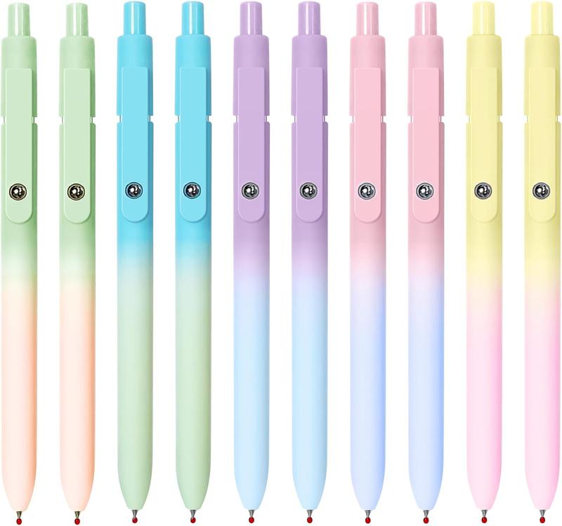 Quick Dry Black Gel Ink Pen Fine Point 0.7mm Retractable with Gradient Color Barrel Soft Silicone Grip Detachable Design for Note Taking Silent Click Pen Set 5 10 20pcs