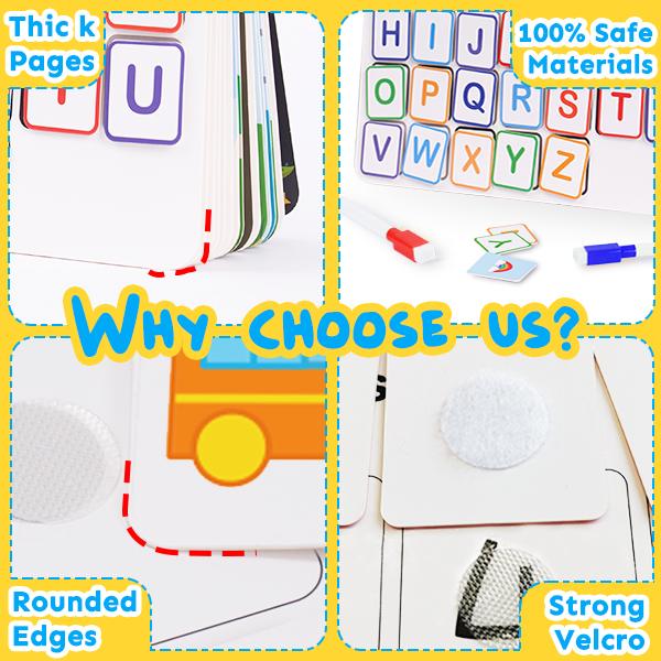 [30 Themes] Montessori Busy Book for Kids, Preschool Learning Activities, Toddler Busy Board, Gifts for Toddlers, Busy Tots Bilingual Toddler Markers, Travel Student Painting Supplies, Teaching Supplies