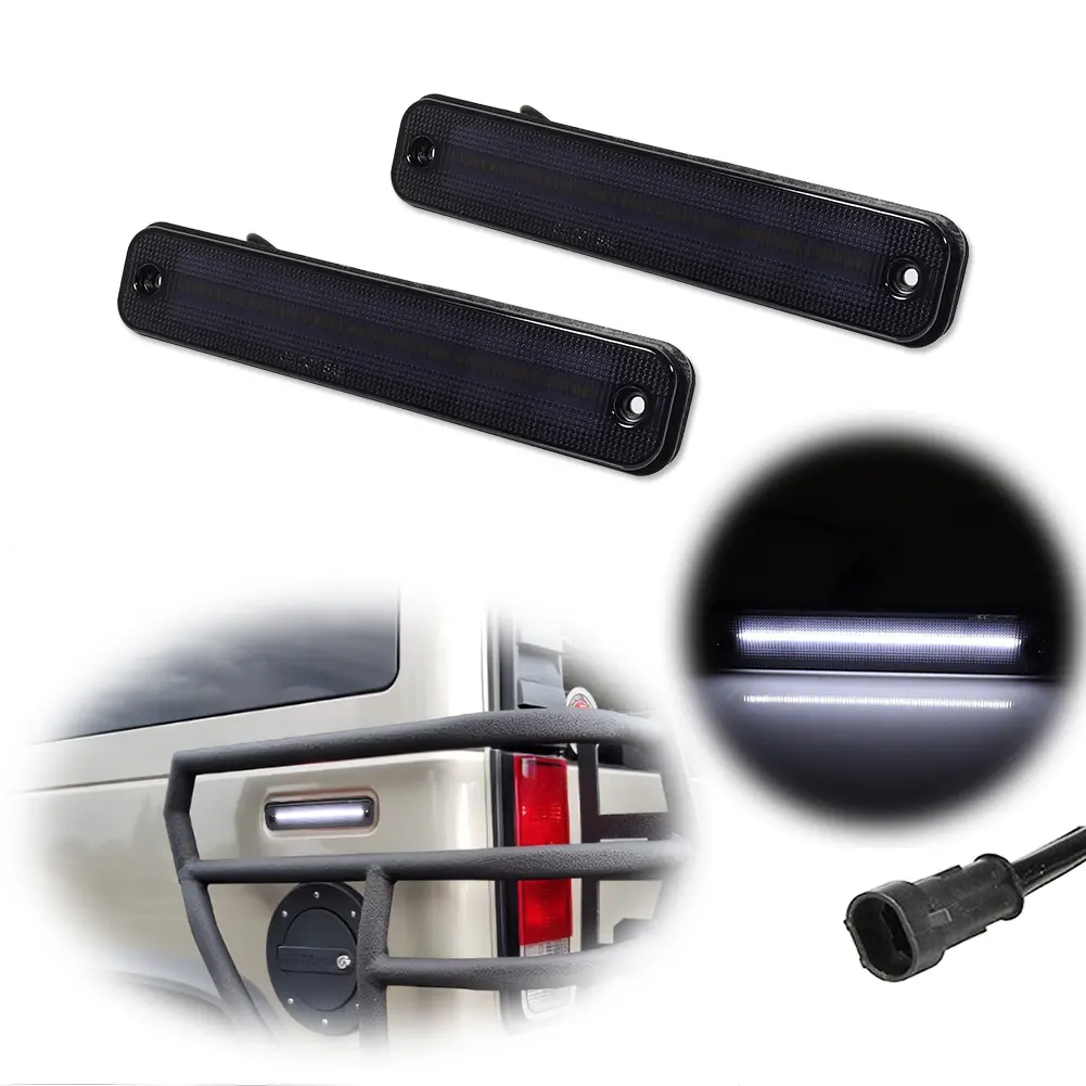 2pcs For 2003 2004 2005 2006 2007 2008 2009 Hummer H2 Smoked Rear White LED Side Marker Signal lamps Lights,Replace OEM 25952319