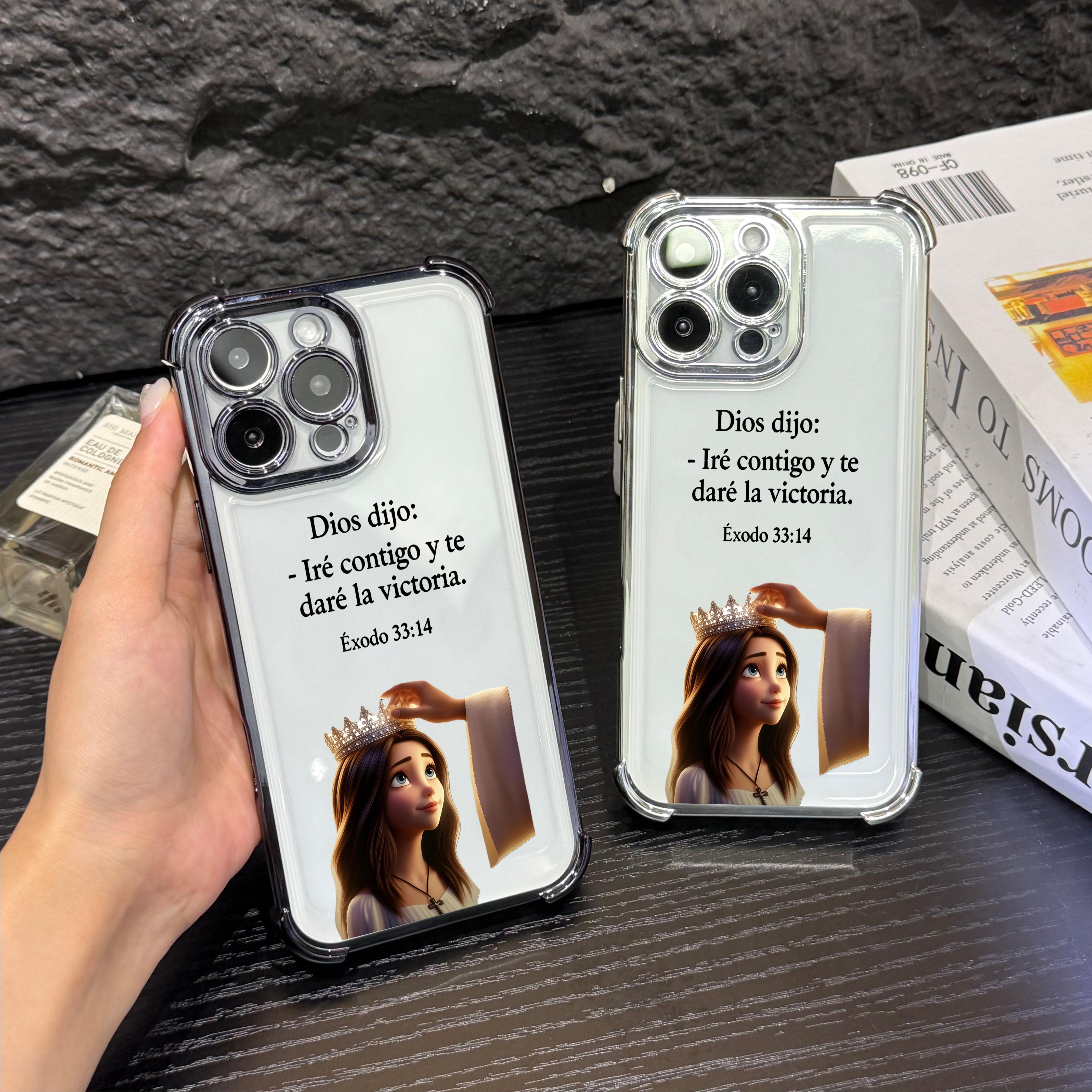Princess Crown & Bible Design with Lanyard Phone Case for iPhone Samsung Galaxy 17Pro Max Air 16 15Plus 14 13 12 11 XR XS S25 S24 S23 S22 Lightweight Drop-Proof Shockproof Anti-Drop with Wrist Strap Shockproof Bumper