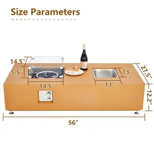 56 Inch Outdoor Propane Fire Pit Table, 50,000 BTU Convertible Fire Table with Ice Bucket, Wind Guard & Fire Glass Beads, Complete Outdoor Heater Set for Backyard, Patio, Garden