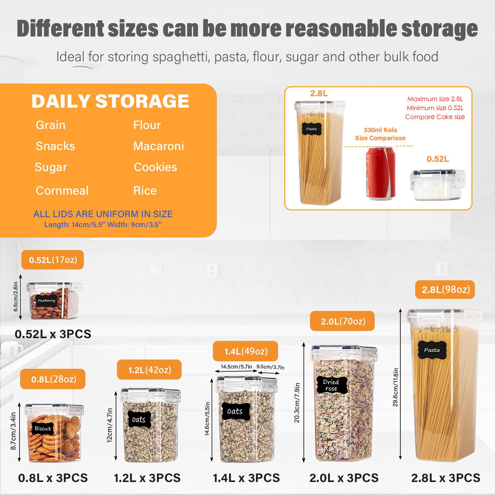 18 Pcs Airtight Food Storage Set With Lids, BPA-Free, Leak & Bug Proof, Microwave & Dishwasher Safe, for Kitchen Pantry Organizer, Baking Supplies, Pasta, Flour, Sugar Snack Containers, Bacon grease jar