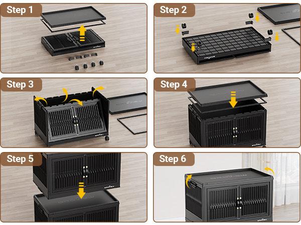 Broview Storage Bins with Lid, Stackable Storage Bins with Lids,Extra Large Closet Organizer Collapsible Drawer Boxes with Wheels, Folding Plastic Cabinet Containers for Home Kitchen Room Organization