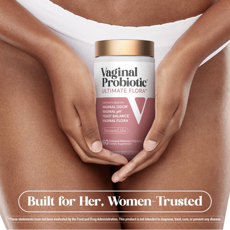 Renew Life Vaginal Probiotic for Women - Ultimate Flora - 6 Billion CFU - 60 Capsules - Vaginal Health and pH Balance - Dairy Free