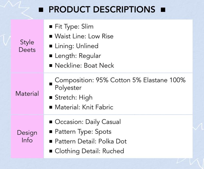 Cider Cotton-Blend Polka Dot Boat Neck Tee & Mini Skort Set, Stretchy Cotton Blend, Ruching Detail, Summer Casual Outfit for Beach & Street Style