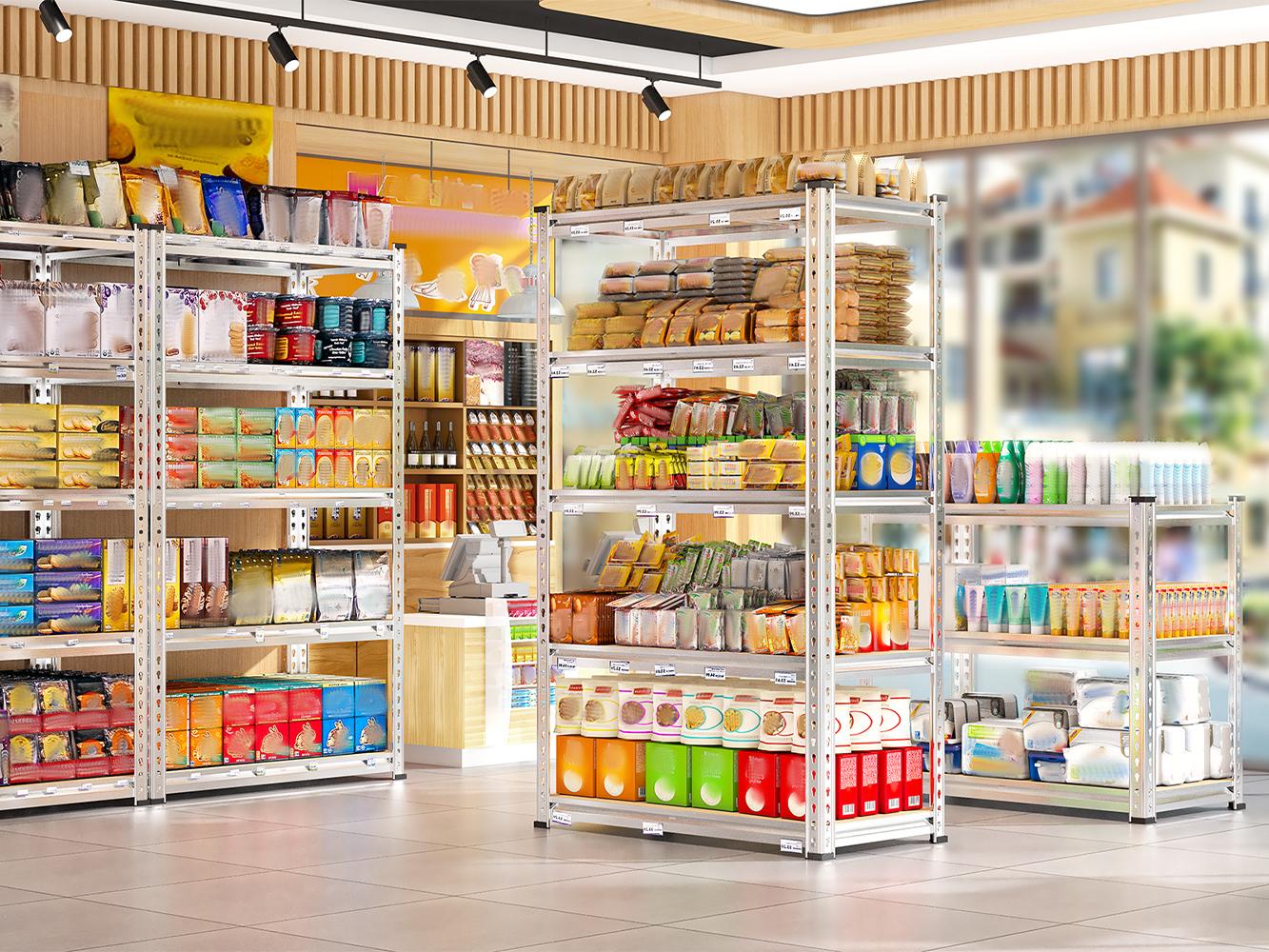 Raybee Furniture 1550-2020 LBS 5 Tier Garage Shelving Heavy Duty Adjustable Garage Shelves, Utility Rack Shelf, Shelving Units for Storage Warehouse Pantry Closet