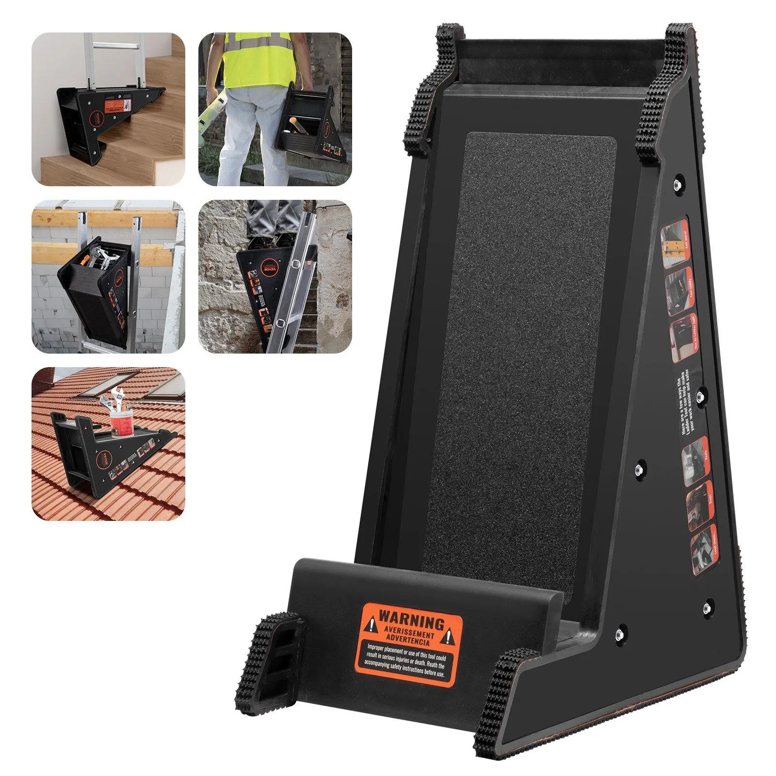 【Summerfinds】VEVOR Heavy Duty Aluminium Telescopic Ladder Leveler, 380 lbs Load Capacity, 10 in Step Width, 7.5-8 in Uprights, PP Tool with Storage, for Uneven Ground Maintenance, Home Use Telescoping Step Ladder, Ladders For Home