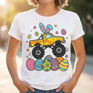 Happy Easter Day Eggs Monster Truck T-Shirt for Trendy Youth Celebrations