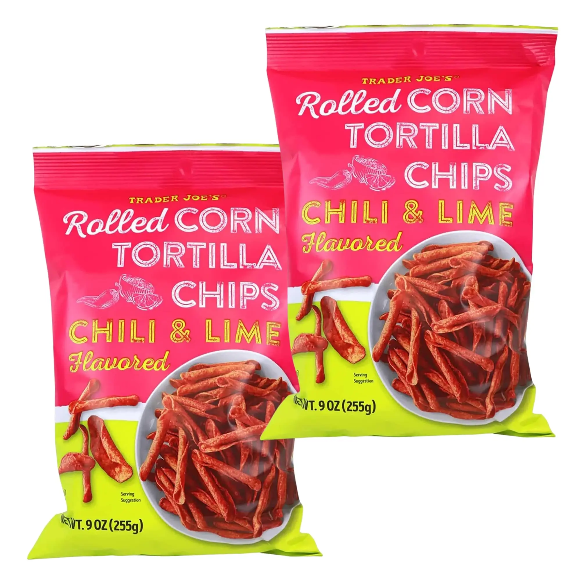 Trader Joe's Chili Lime Rolled Corn Tortilla Chips Gluten Free 2 Pack