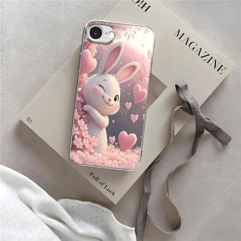 Cute Easter Bunny Smartphone Casing - Funny Rabbit Butt, Pink Heart Aesthetic Cover for iPhone 16e-975, Cellphone Accessories for Compatible Devices