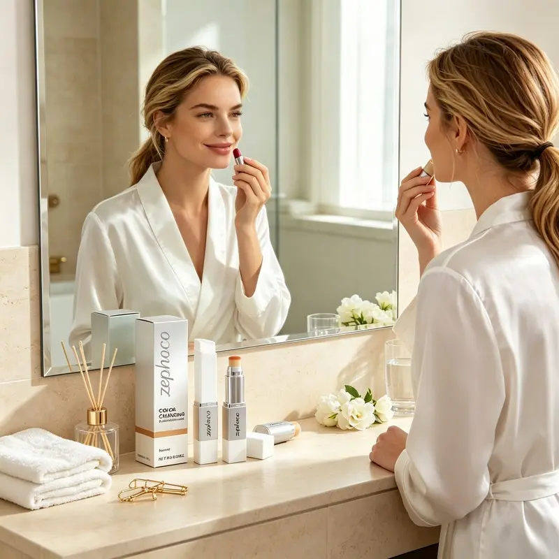 Zephoco Compact Lightweight Color Changing Foundation Cream Stick with Removable Smooth Brush, Buildable Medium-Full Coverage Moisture-Boosted Anti-Humidity Concealer & Foundation, 13g Baked Corrector for Daily Use