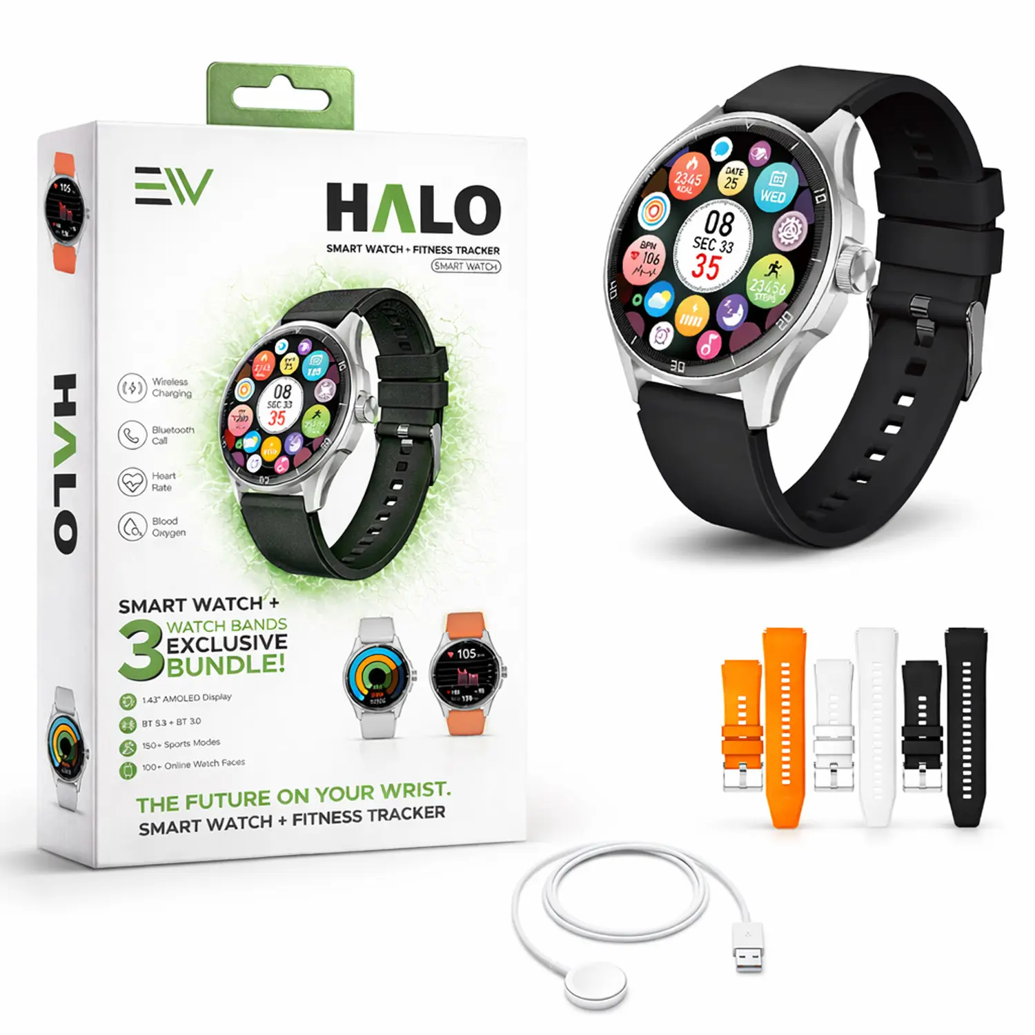Heart Rate Tracking Smart Watch - Electronic Magnetic Wearable Wristwatch with Touchscreen, Bluetooth Calling, Charging, 100+ Multi-Sports Modes, Blood Oxygen/Sleep Tracking, IP68 Water-Resistance, 7-Day Typ, All-in-1 Health Companion for Android & iOS, H